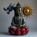 Siddhartha Gautama Buddha and a Naga, the dragon